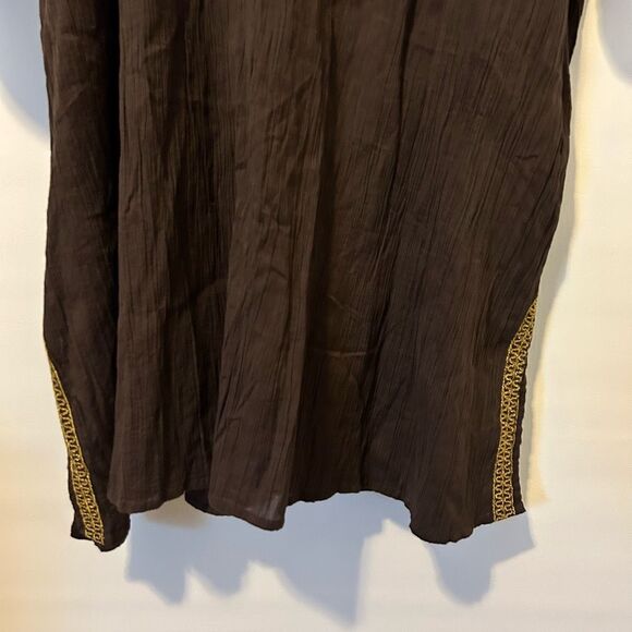 Old Navy Womens 4X plus Tunic Brown swim coverup Embroidered coastal beach gauzy - Picture 3 of 9